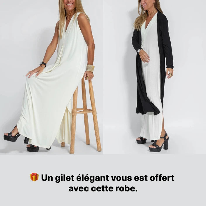 Robe Longue Élégance Intemporelle + cardigan OFFERT