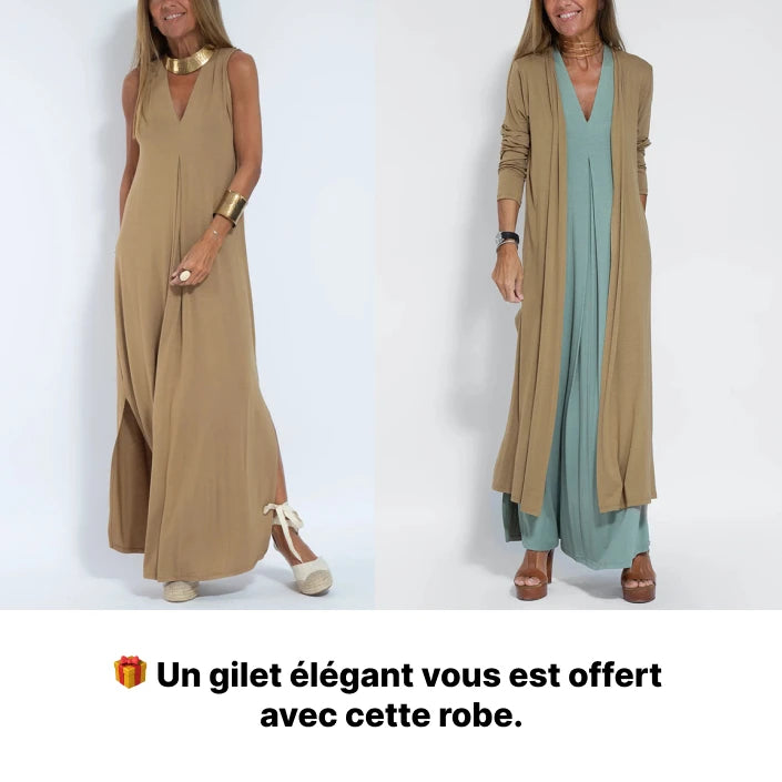 Robe Longue Élégance Intemporelle + cardigan OFFERT