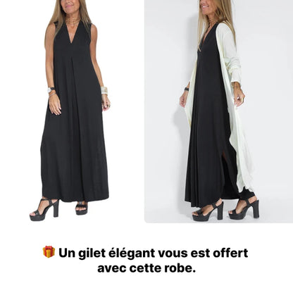 Robe Longue Élégance Intemporelle + cardigan OFFERT