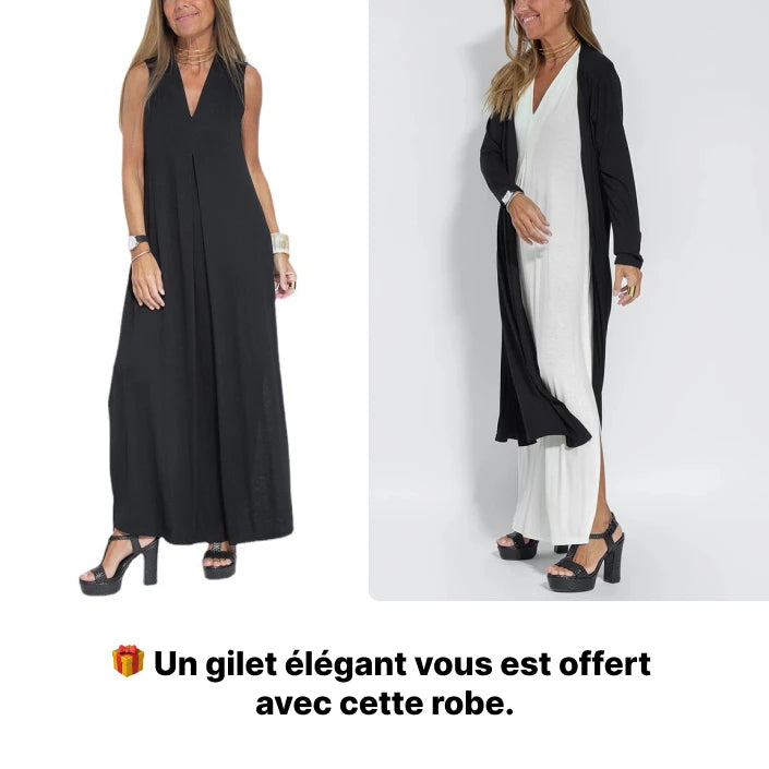 Robe Longue Élégance Intemporelle + cardigan OFFERT
